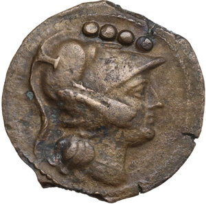 obverse: Victory light series.. AE Triens. Central Italy, 211-208 BC