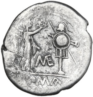 reverse: ME series. AR Victoriatus. Contemporary unofficial imitative issue, Sicily(?), c. 204 BC