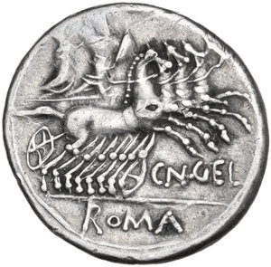 reverse: Cn. Gellius. Fourrée Denarius, 138 BC