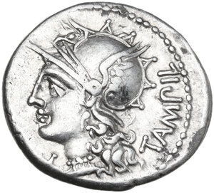 obverse: M. Baebius Q. f. Tampilus. Denarius, 137 BC
