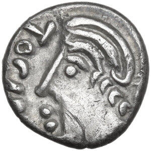 obverse: Central Gaul, Sequani. AR Quinar, Gallic War issue, 100-50 BC