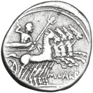reverse: M. Papirius Carbo. . AR Denarius, 122 BC