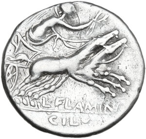 reverse: L. Flaminius Chilo. AR Denarius, 109 or 108 BC