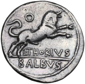 reverse: L. Thorius Balbus. Denarius, 105 BC