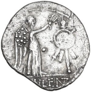 reverse: Cn. Cornelius Lentulus Clodianus. AR Quinarius, 88 AD