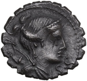 obverse: Ti. Claudius Nero. Denarius serratus, 79 BC