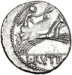 reverse: L. Rutilius Flaccus.. AR Denarius, 77 BC