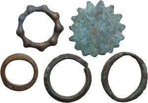 obverse: Mixed lot of five (5) bronze Celtic ring money