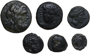 obverse: Lot of six (6) bronze greek and coins