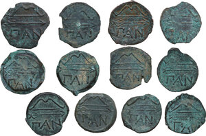reverse: Cimmerian Bosporos, Pantikapaion. Lot of twelve (12) greek bronze coins from Pantikapaion
