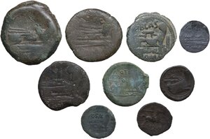 reverse: The Roman Republic.. Lot of nine (9) unclassified AE denominations