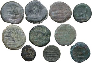 reverse: The Roman Republic.. Lot of ten (10) unclassified AE denominations