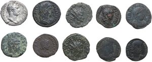 obverse: The Roman Empire.. Lot of ten (10) silver and bronze coins