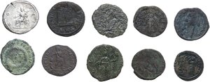 reverse: The Roman Empire.. Lot of ten (10) silver and bronze coins