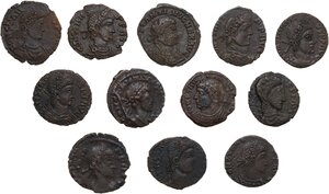 obverse: The Roman Empire.. Lot of twelve (12) constantinian bronze coins