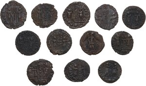 reverse: The Roman Empire.. Lot of twelve (12) constantinian bronze coins