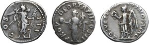 reverse: The Roman Empire.. Lot of three (3) unclassified AR Denarii, including: Trajan, Hadrian and Lucius Verus