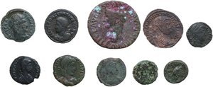 obverse: The Roman Empire.. Lot of ten (10) bronze roman bronze coins