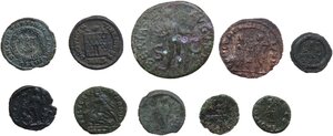reverse: The Roman Empire.. Lot of ten (10) bronze roman bronze coins