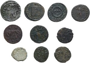 reverse: The Roman Empire.. Lot of ten (10) bronze roman late antique coins