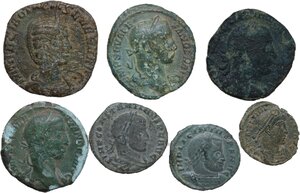 obverse: The Roman Empire.. Lot of seven (7) unclassified AE denominations, including: Otacilia Severa, Severus Alexander, Constantine I and Licinius