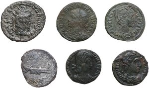 obverse: Miscellanea. Lot of six (6) silver and bronze roman coins