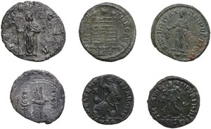 reverse: Miscellanea. Lot of six (6) silver and bronze roman coins