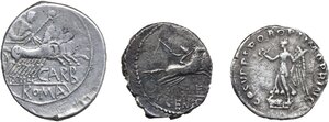 reverse: Miscellanea.. Lot of three (3) unclassified AR Denarii, including: Trajan