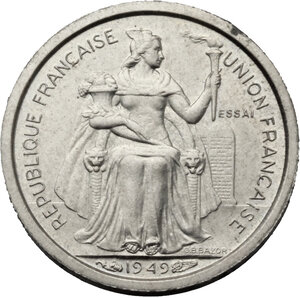 obverse: France - Nouvelle-Calédonie. NI 50 centimes 1949. ESSAI
