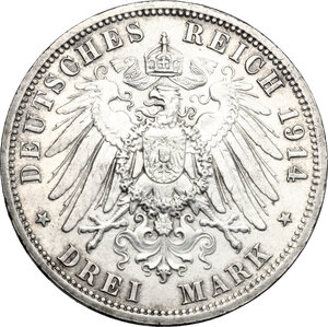reverse: Germany. Anhalt-Dessau..  Friedrich II (1904-1918).. AR 3 Mark, Berlin mint, 1914