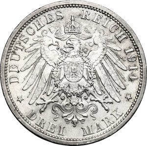 reverse: Germany. Prussia..  Wilhelm II (1888-1918).. AR 3 Mark, Berlin mint, 1914