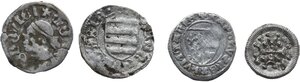 obverse: Hungary. Lot of 4 unclassified AR denominations, including: Carl I Robert, Louis I the Great and John Hunyadi