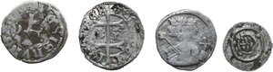 reverse: Hungary. Lot of 4 unclassified AR denominations, including: Carl I Robert, Louis I the Great and John Hunyadi