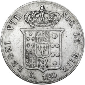 reverse: Italy .  Ferdinando II di Borbone (1830-1859).. AR 120 Grana or Piastra 1856, Napoli mint