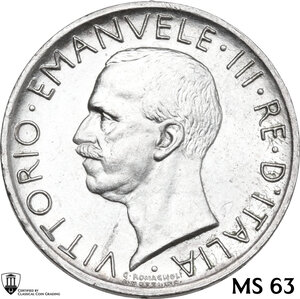obverse: Italy .  House of Savoy. Vittorio Emanuele III (1869-1943).. AR 5 lire 