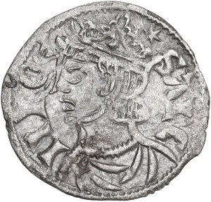 obverse: Spain.  Sancho IV el Bravo (the Brave) (1284-1295). . AR Cornado o Dinero noven. Cuenca mint