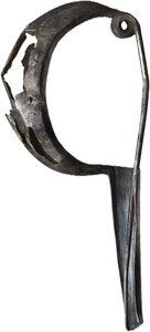 reverse: Etruscan culture, 7th century BC. Silver long leech-shape fibula.  114x53 mm