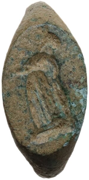obverse: Roman period. Bronze seal ring with standing figure.  Inner diameter: 16 mm