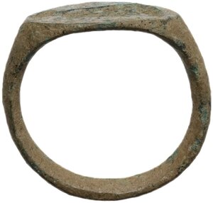 reverse: Roman period. Bronze seal ring with standing figure.  Inner diameter: 16 mm