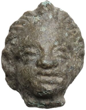 obverse: Roman period, 1st-3rd century AD. Diademed bronze female head. 19x15 mm