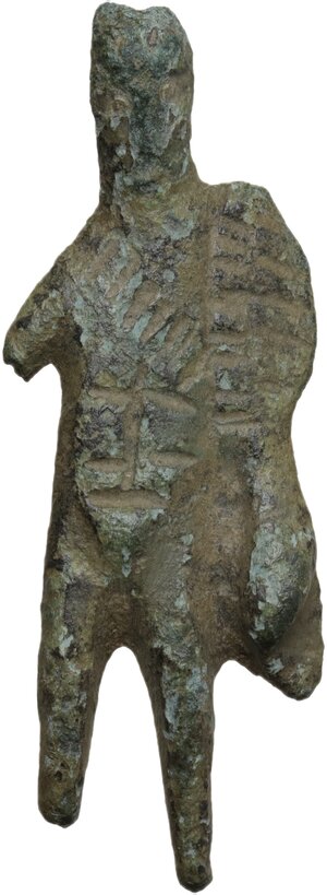 obverse: Late Roman period, Balkans. Bronze Hermes/Mercury figurine. Flat back. 49x17 mm