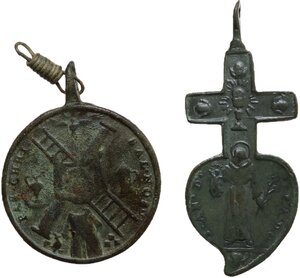 obverse: Reinassance. Lot of two (2) bronze votive pendants, one with S. Antonio and the Madonna di Loreto