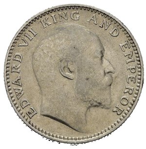 obverse: INDIA BRITANNICA. Edoardo VII. 1/2 rupia 1910. Ag. SPL