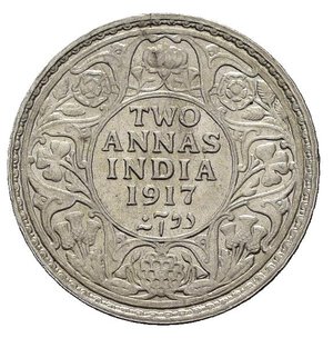 reverse: INDIA BRITANNICA. Edoardo VII. 2 annas 1917. Ag. FDC
