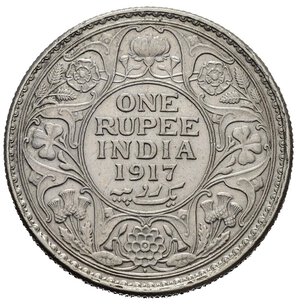 reverse: INDIA BRITANNICA. Giorgio V. Rupia 1917. Ag. SPL