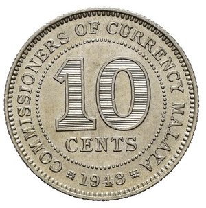 reverse: MALAYA. Giorgio VI. 10 cents 1943. FDC