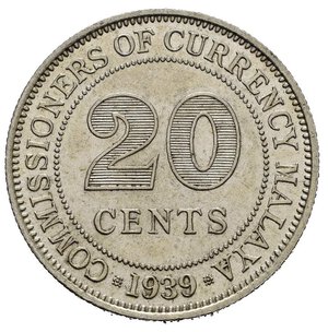 reverse: MALAYA. Giorgio VI. 20 cents 1939. qFDC