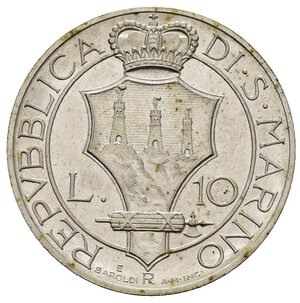obverse: SAN MARINO. Vecchia monetazione. 10 lire 1932 Prova. Ag. FDC