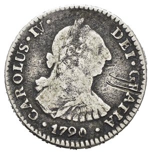 obverse: SPAGNA. Carlo IV (1788-1808). Real 1790. Ag. qBB