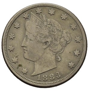 reverse: STATI UNITI. 5 cents Liberty Head 1883. qBB